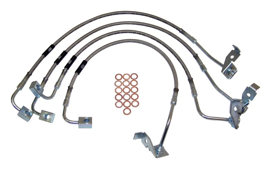 RT31029 – CROWN AUTO Brake Line, Braided Stainless Steel For Up To 6 Inch Lift Set Of 4